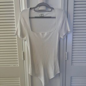 Abercrombie & Fitch White Square Neck Bodysuit XL